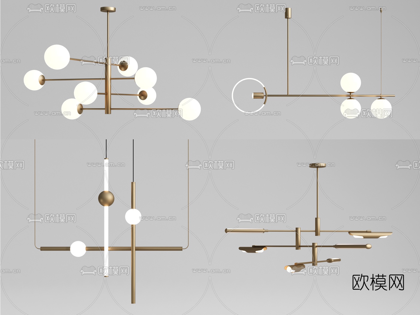 现代轻奢吊灯su模型