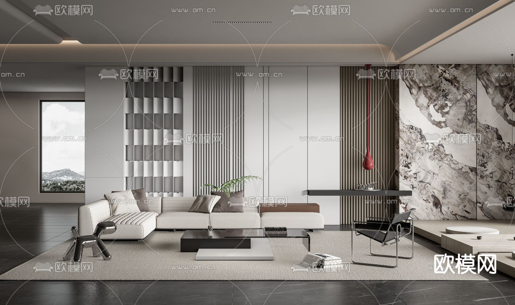 现代转角沙发组合su模型