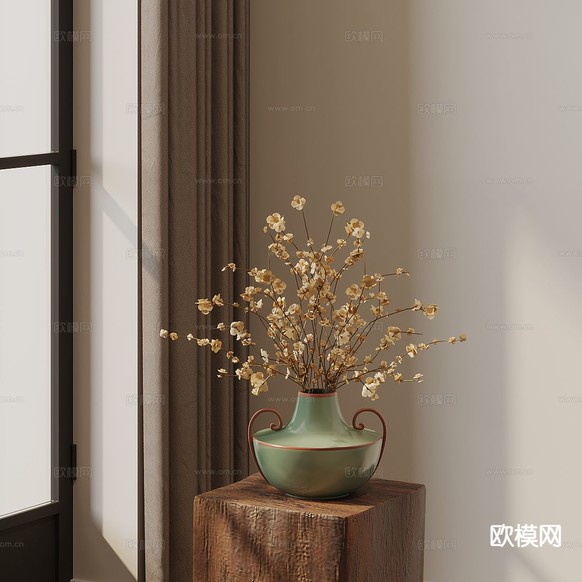 新中式花瓶 花艺 插花3d模型下载