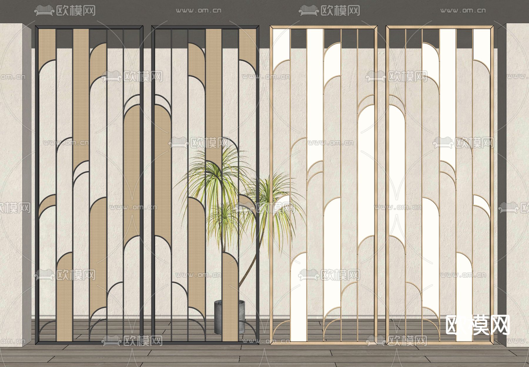 镂空金属屏风 隔断su模型下载（渲染图2）
