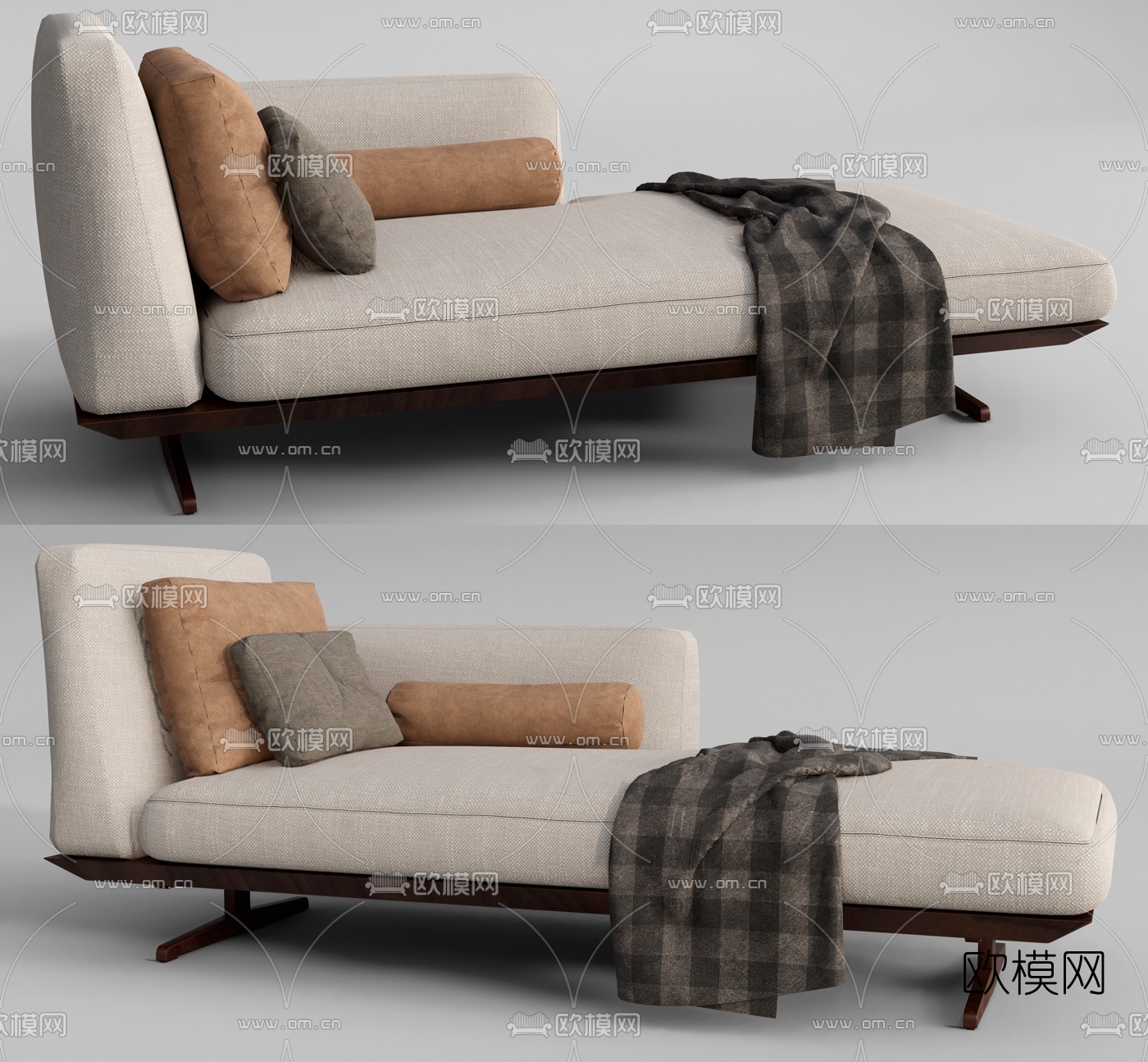 现代布艺贵妃椅su模型下载（渲染图1）