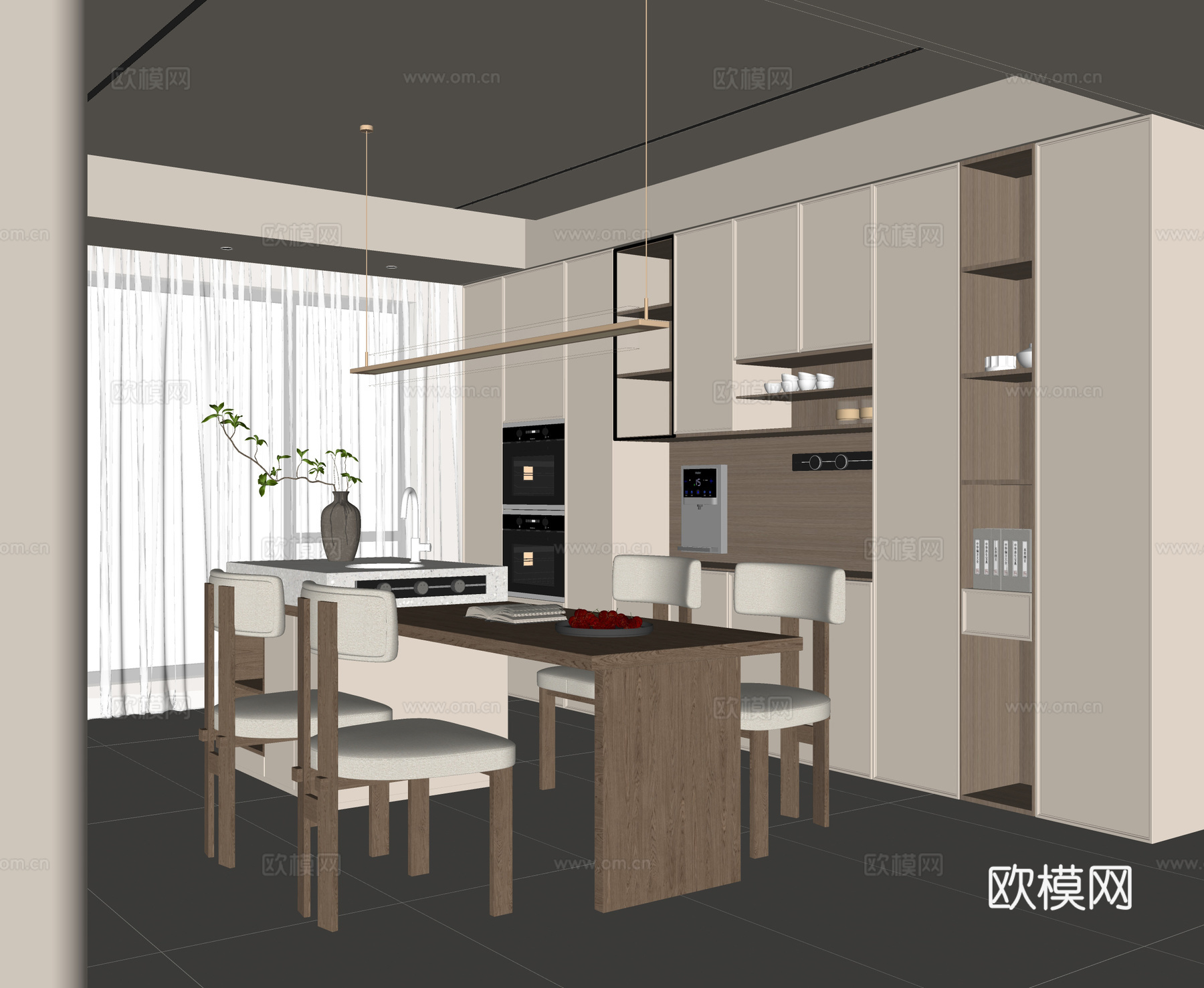 新中式餐厅su模型