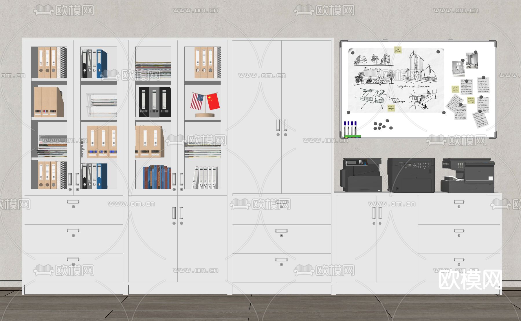 文件柜 书柜 档案柜su模型下载（渲染图2）
