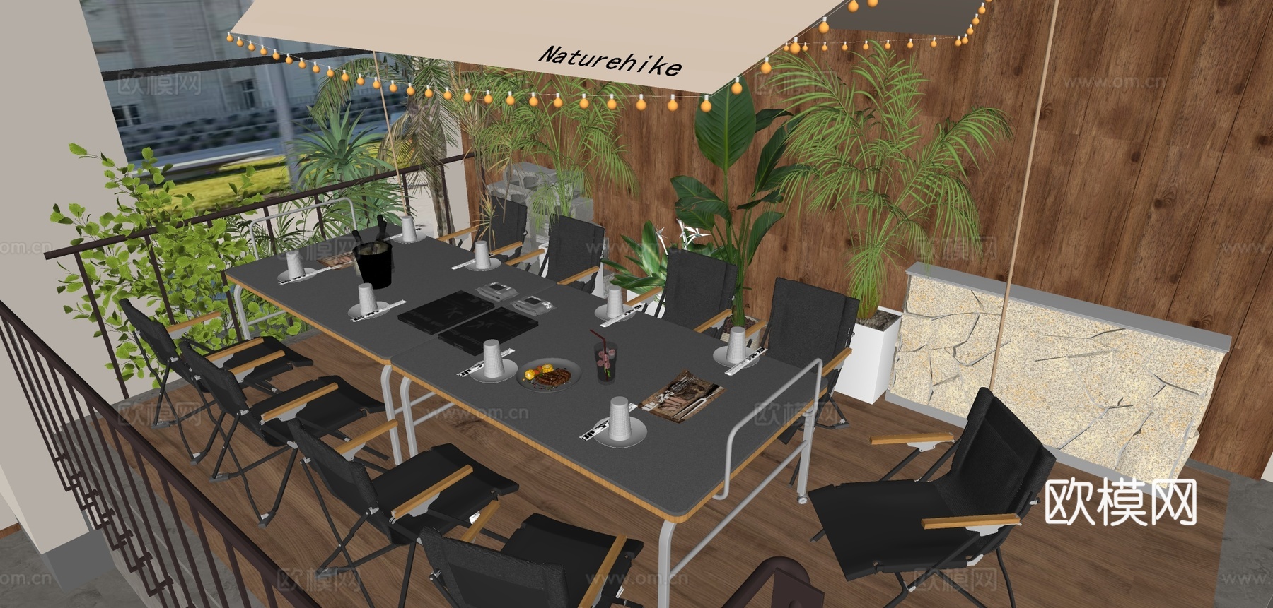 露营风户外桌椅 露营桌椅su模型下载（渲染图1）