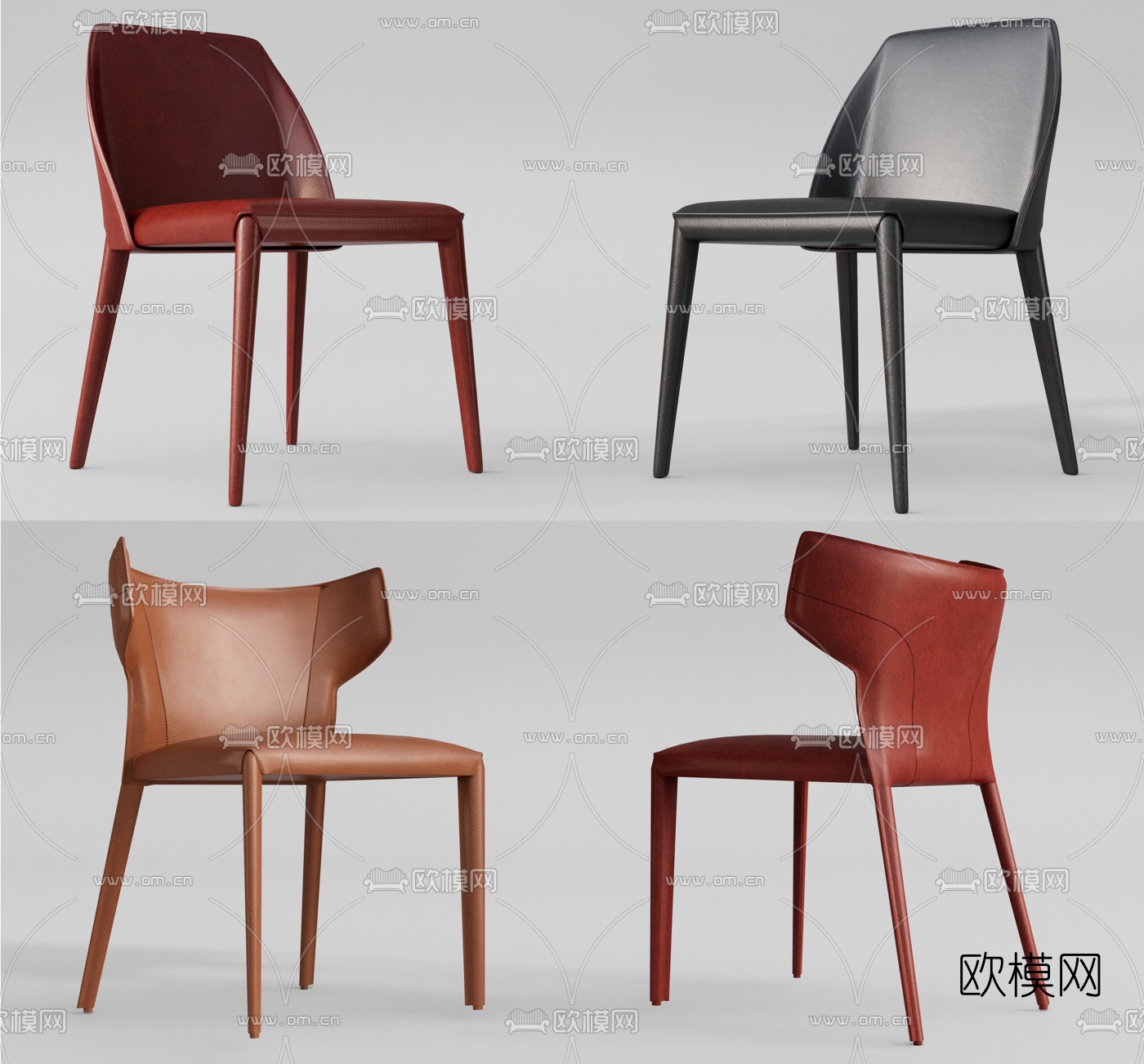 现代皮革单椅su模型下载（渲染图1）