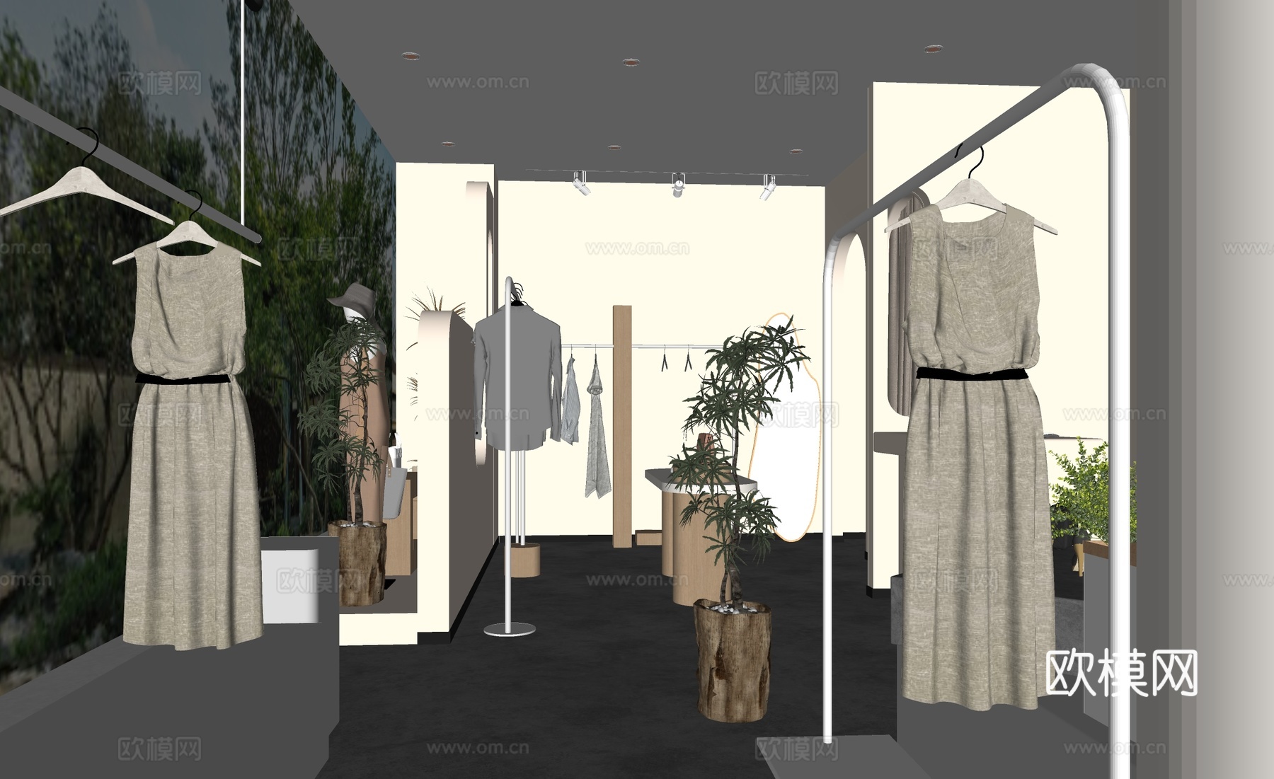 侘寂服装店 女装店su模型下载（渲染图1）
