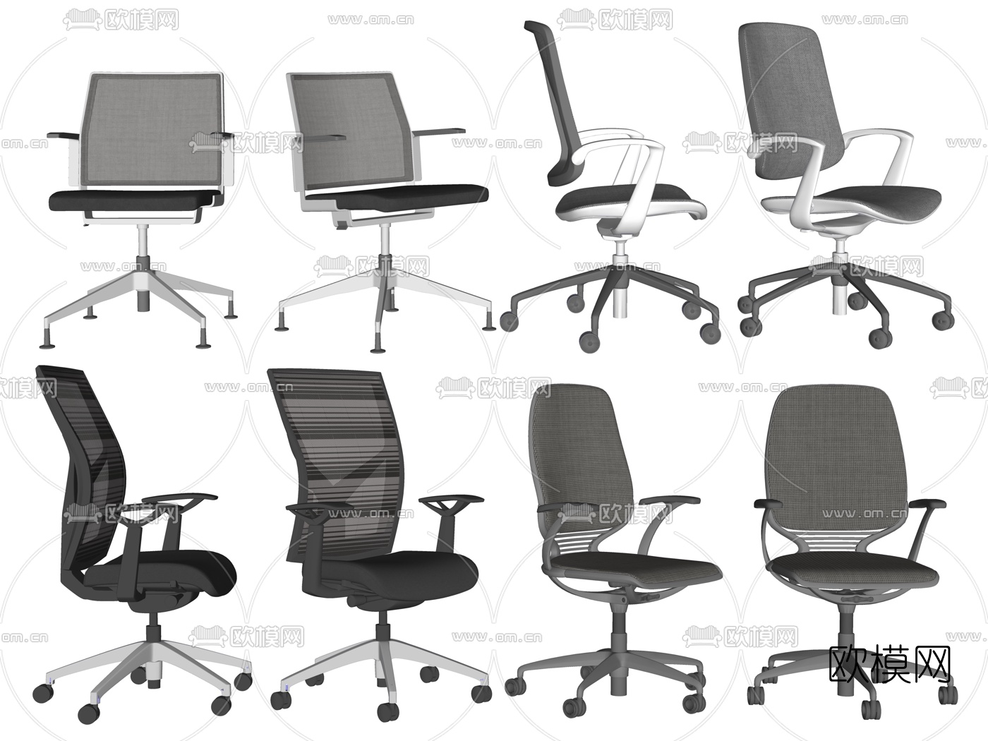 现代旋转办公椅su模型下载（渲染图2）