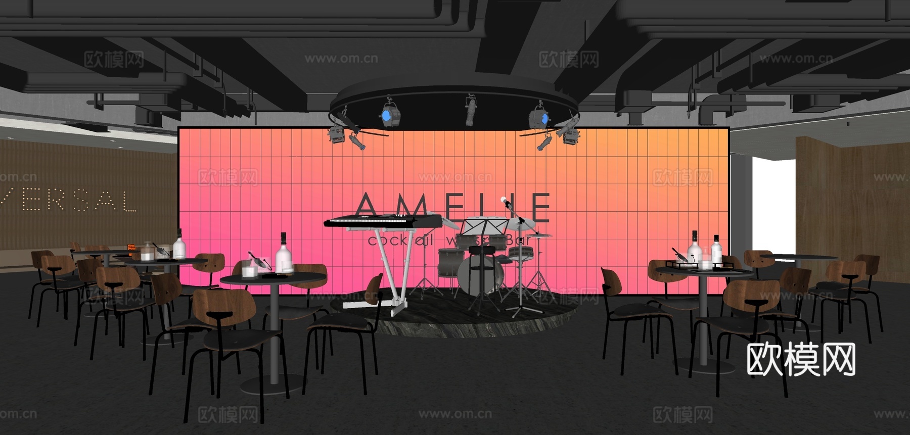 工业风酒吧su模型下载（渲染图1）
