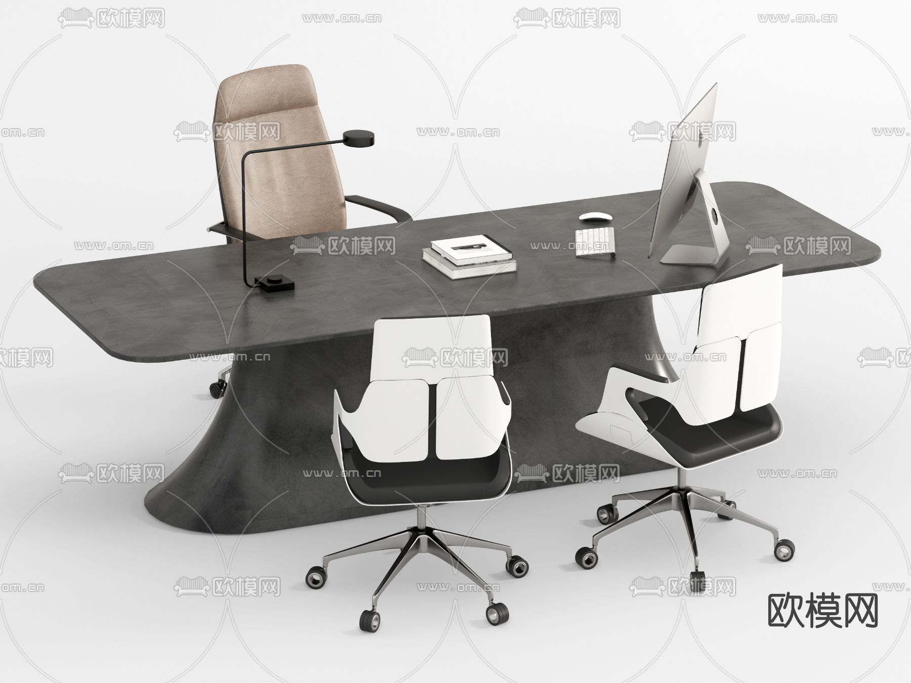 现代办公桌椅su模型下载（渲染图1）