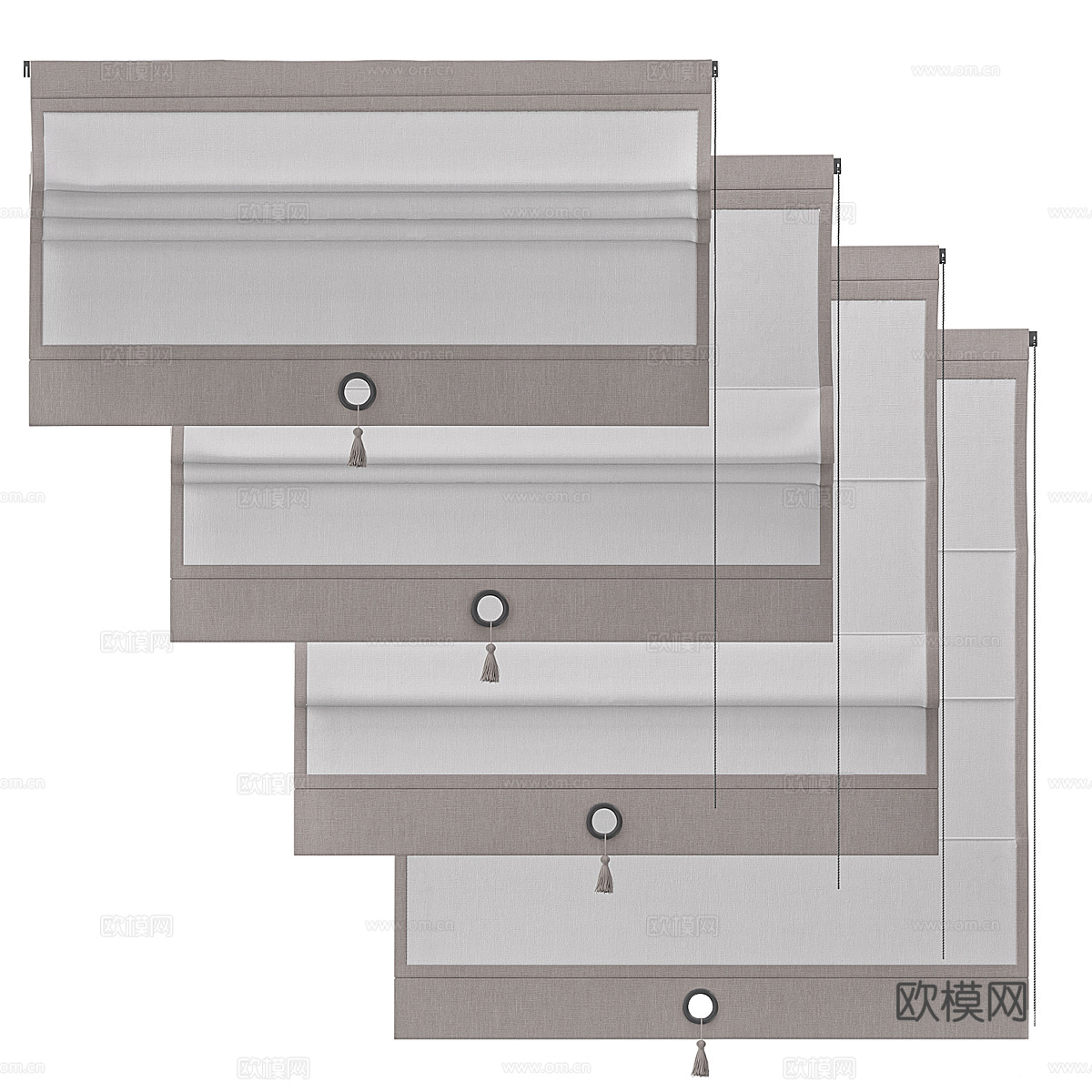 新中式罗马帘3d模型