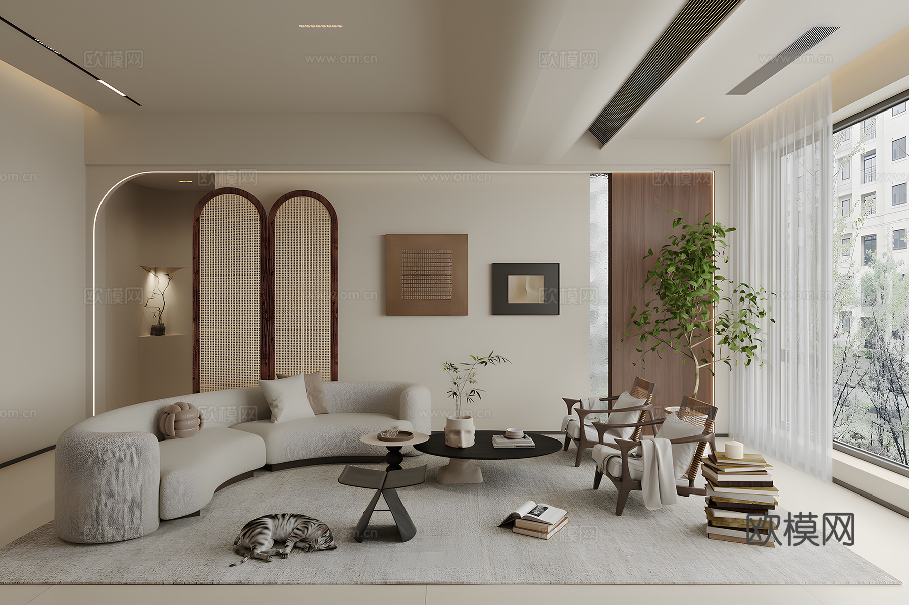 侘寂风客厅3d模型下载