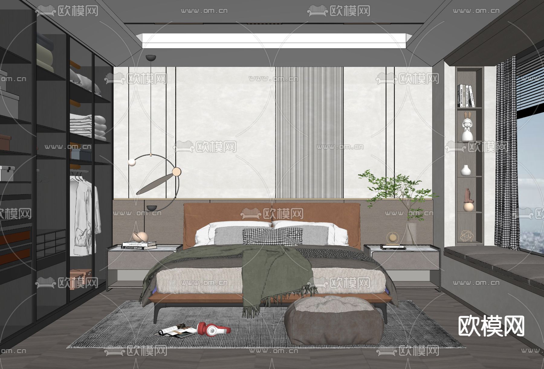 现代卧室su模型