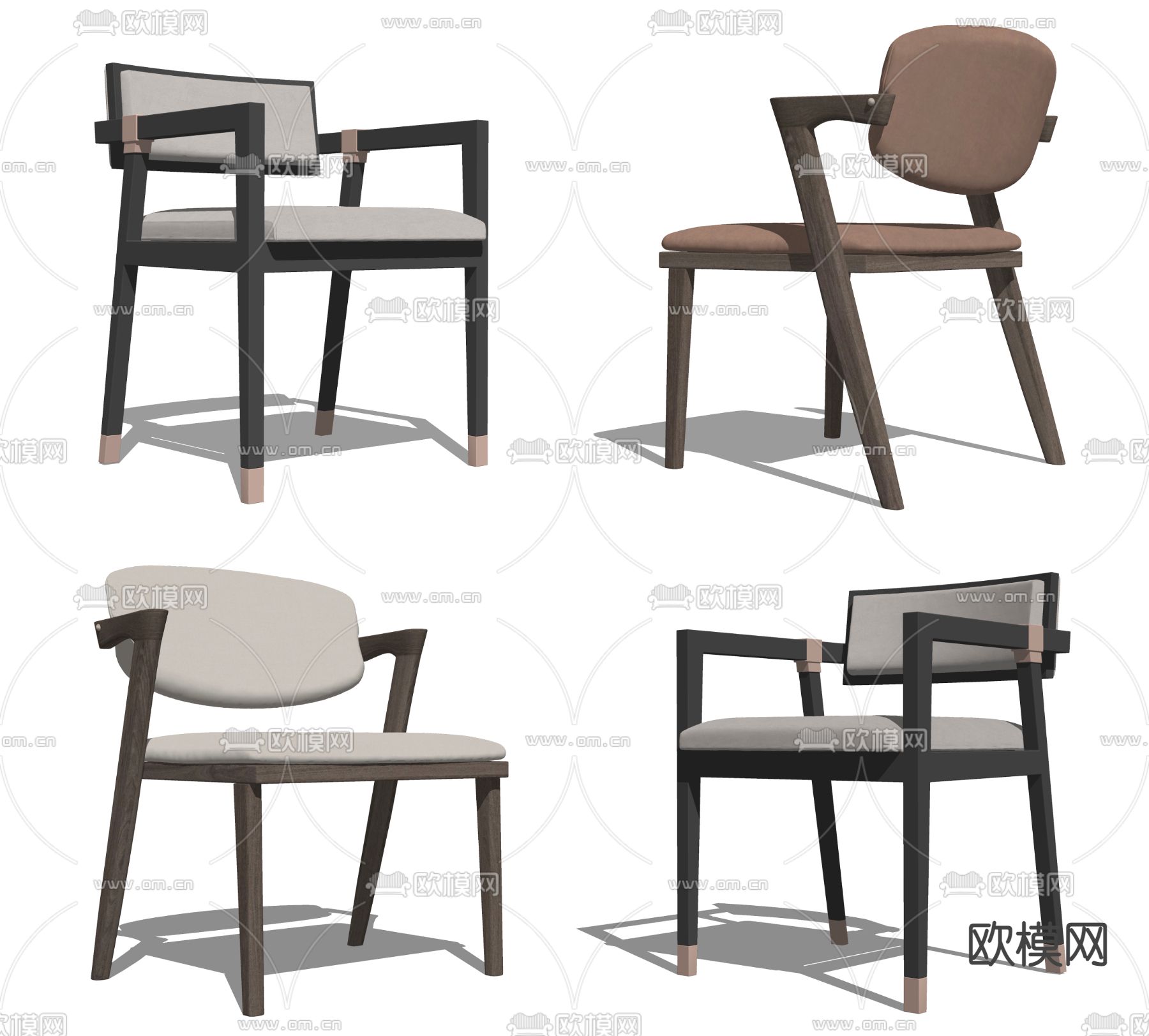 侘寂餐椅单椅su模型