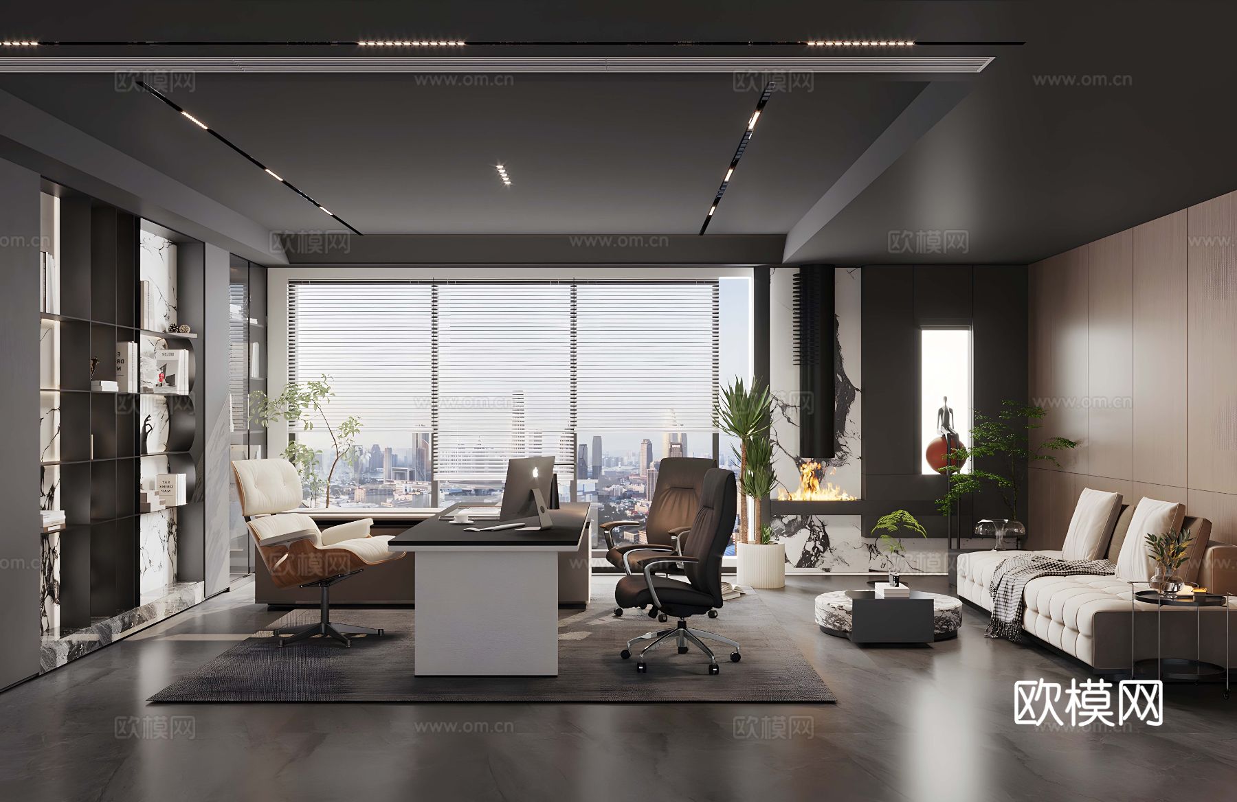 意式经理办公室 总裁办公室su模型下载（渲染图2）