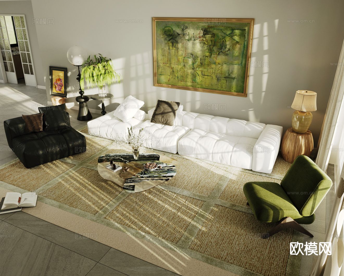 法式组合沙发3d模型下载