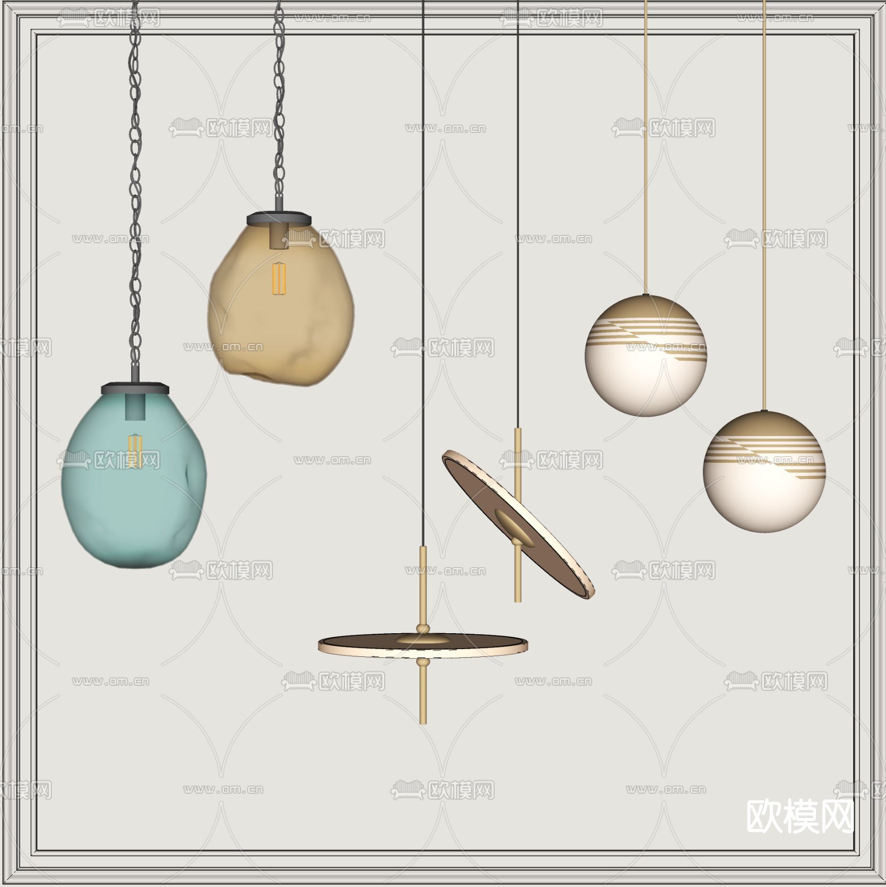 现代时尚吊灯su模型