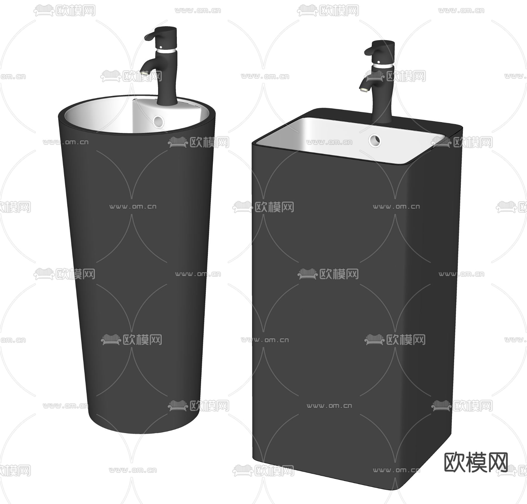 现代立式台盆 洗手台su模型