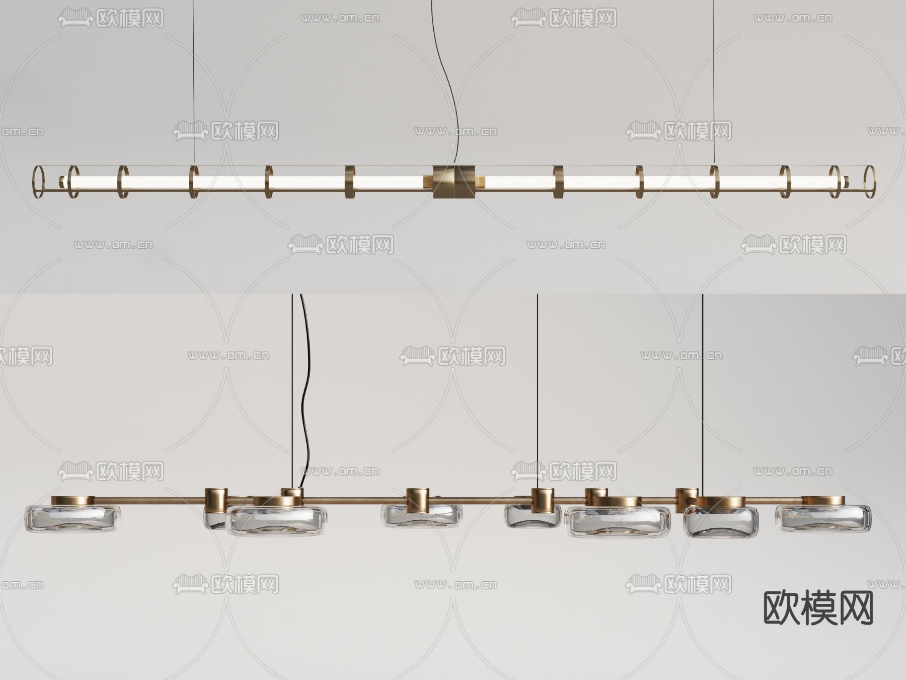 现代轻奢吊灯su模型下载（渲染图1）