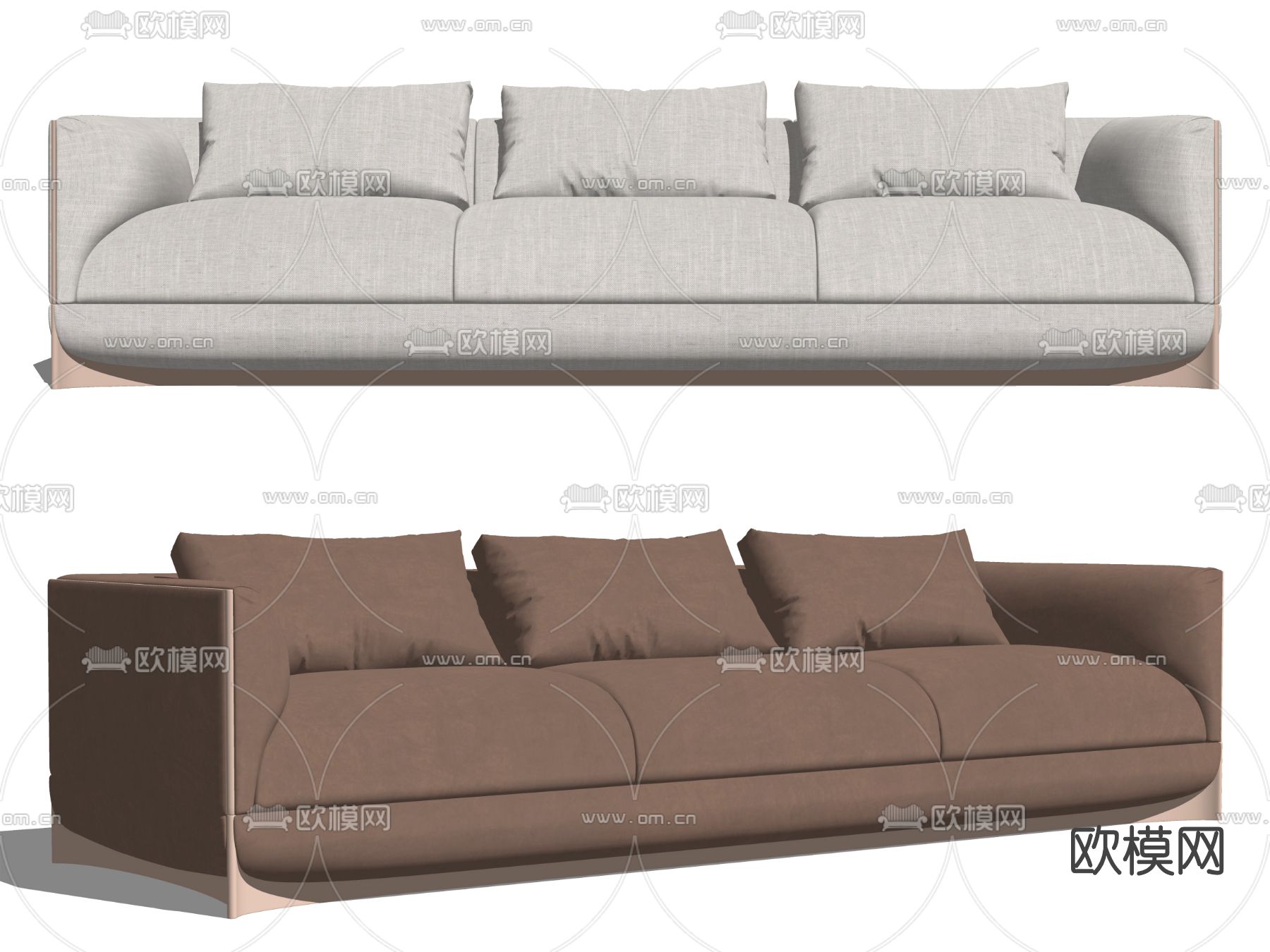 现代布艺多人沙发su模型下载（渲染图2）