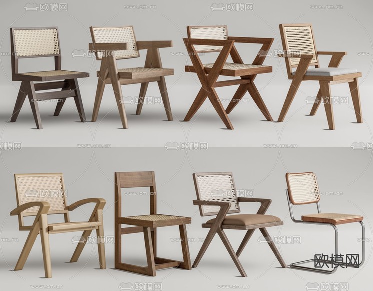 Cassina 侘寂椅子 餐椅3d模型下载