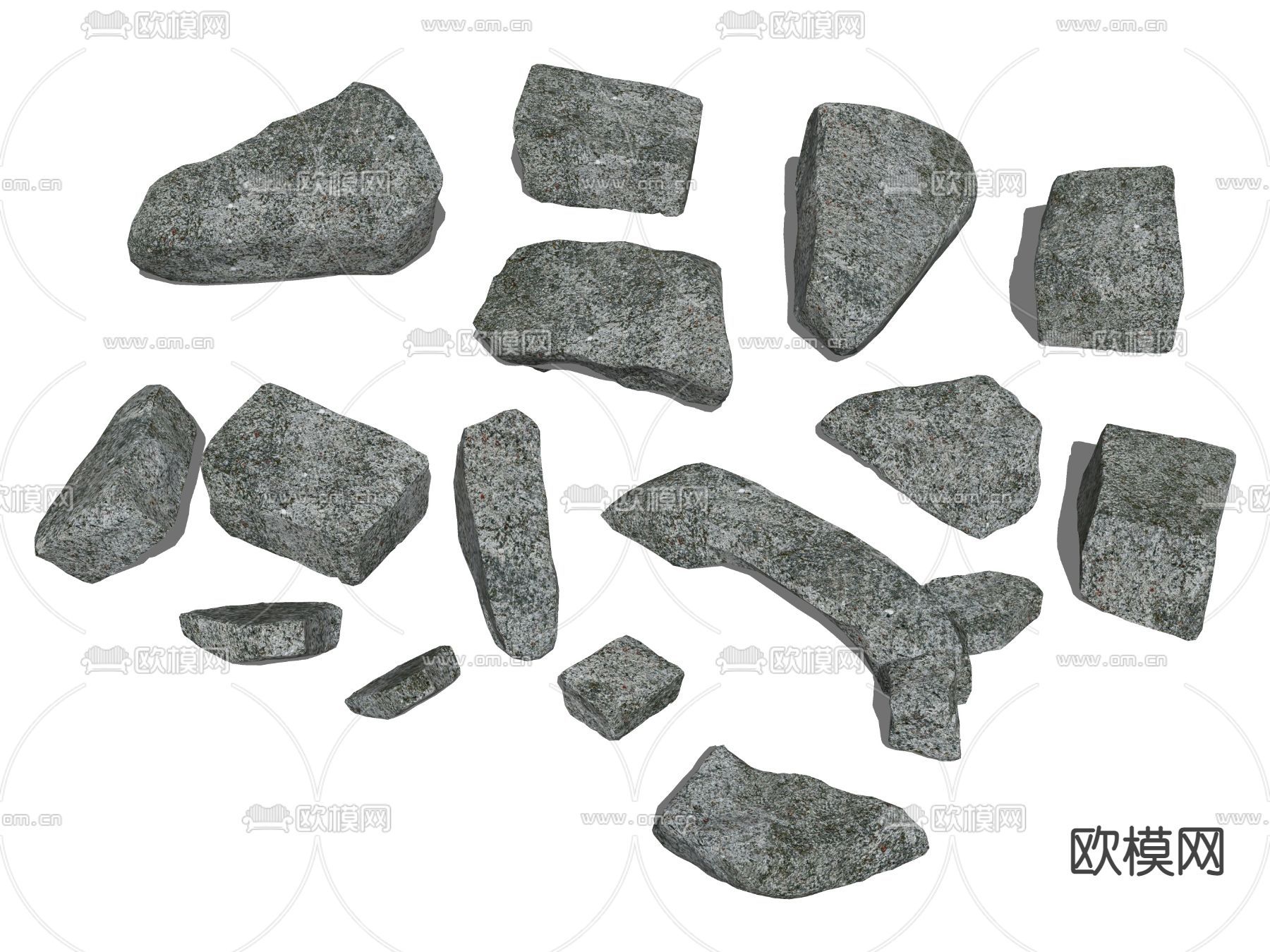 现代景观石头 石块 庭院石头su模型