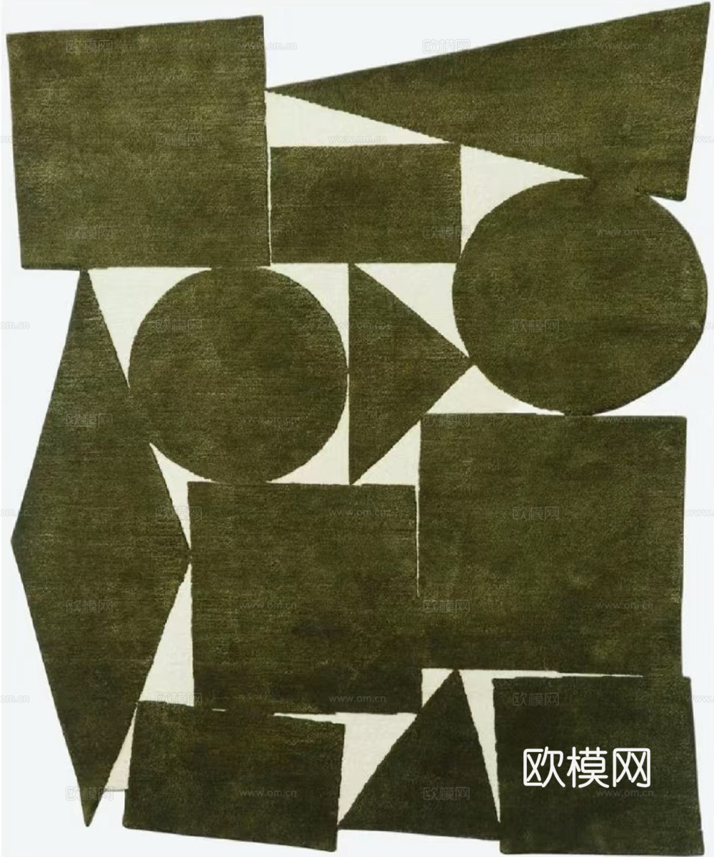 现代风绿色几何图案地毯
