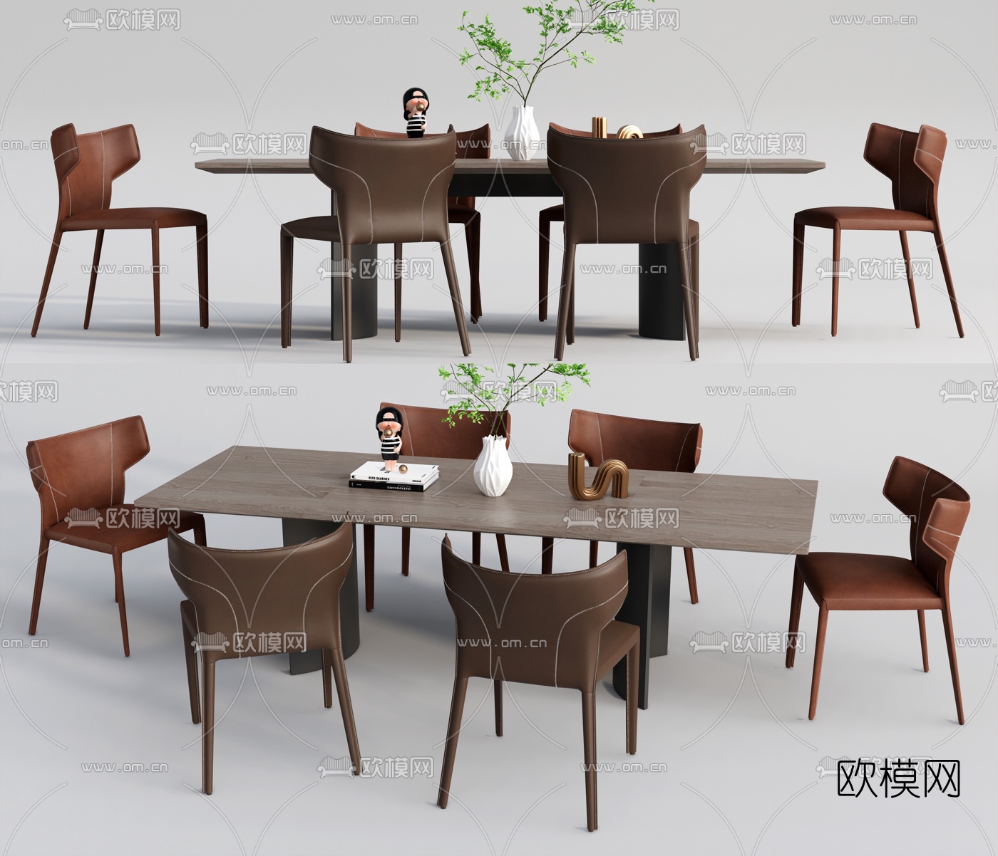 现代实木餐桌椅su模型