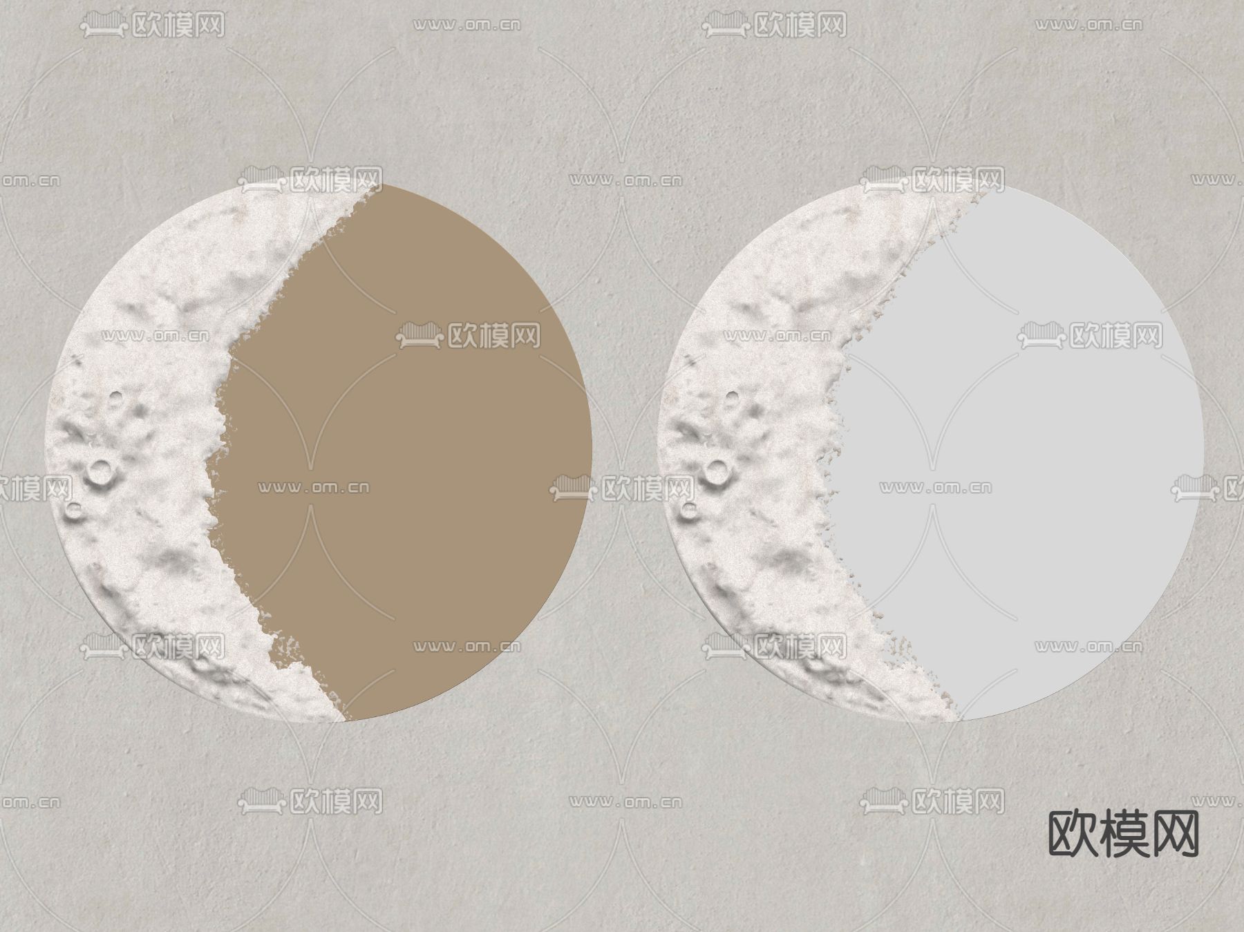现代圆形月球面墙饰 挂件su模型
