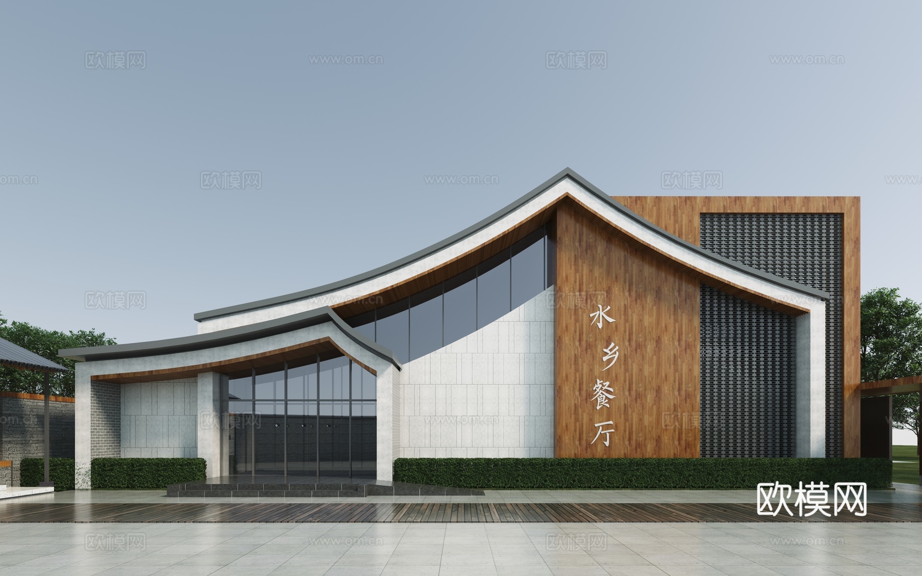 新中式餐饮建筑3d模型