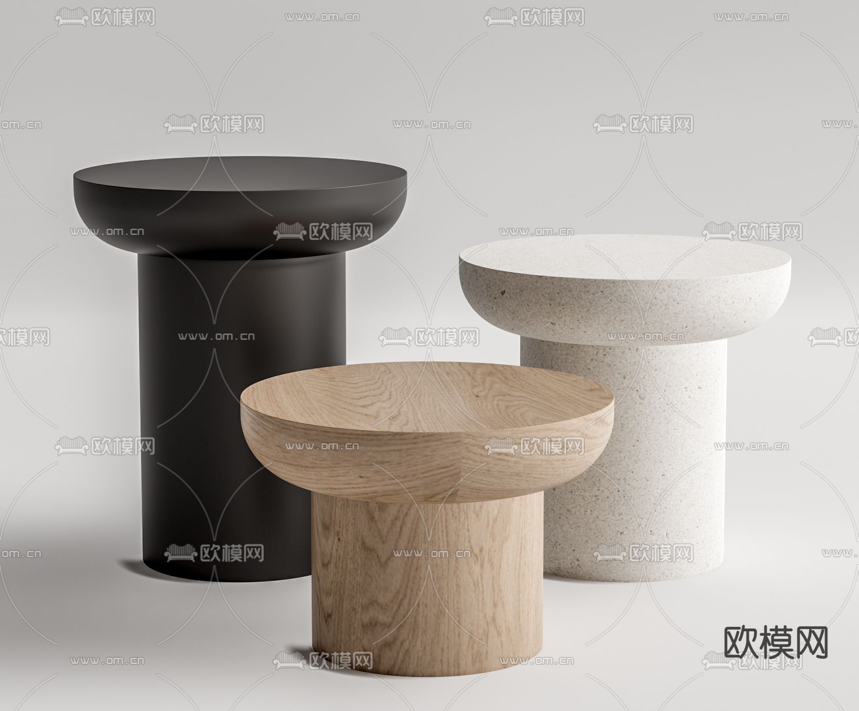 现代原木圆几角几su模型