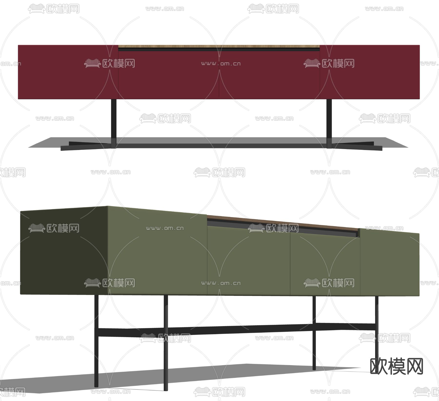 现代电视柜su模型