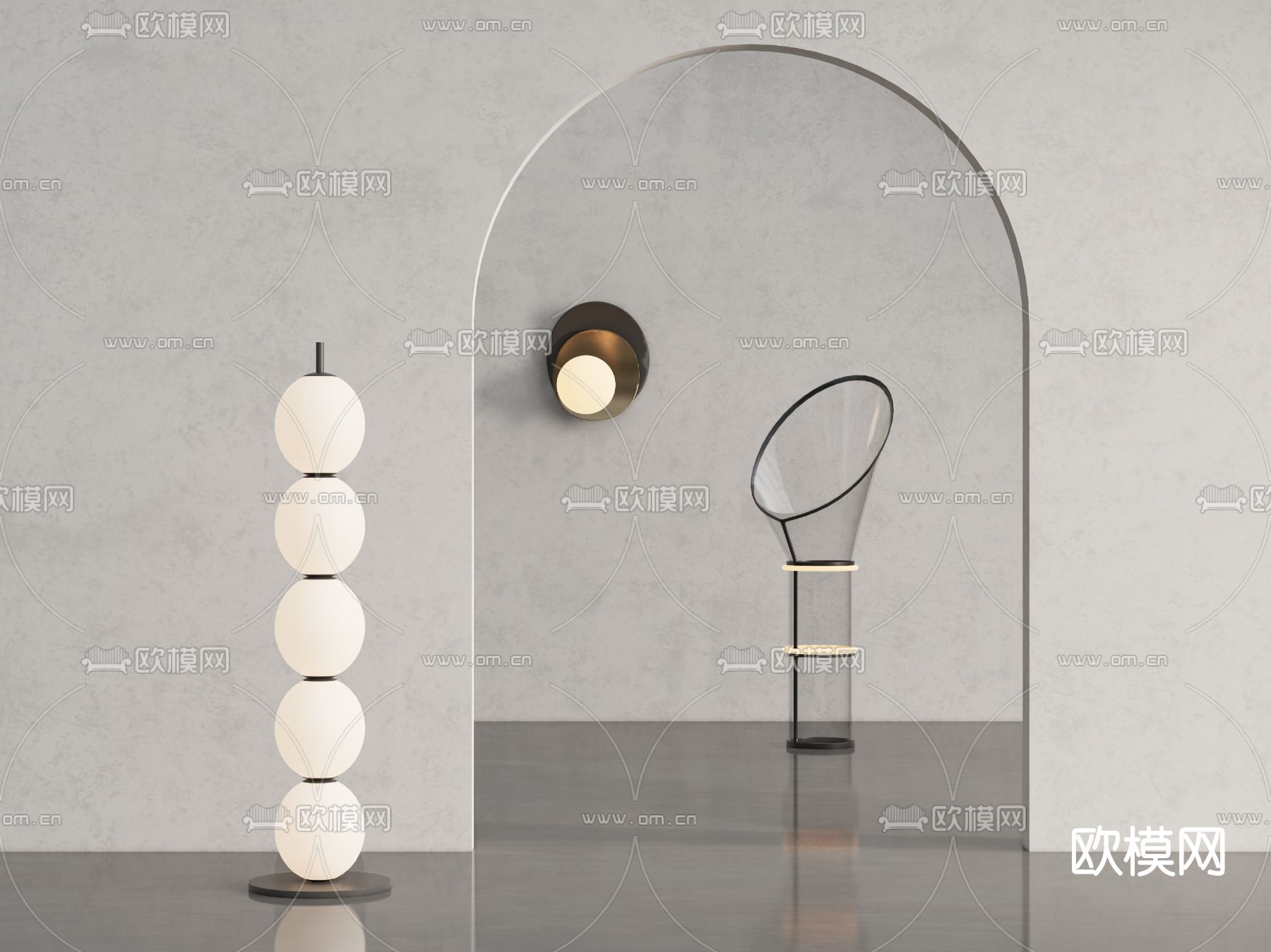 现代球形落地灯su模型