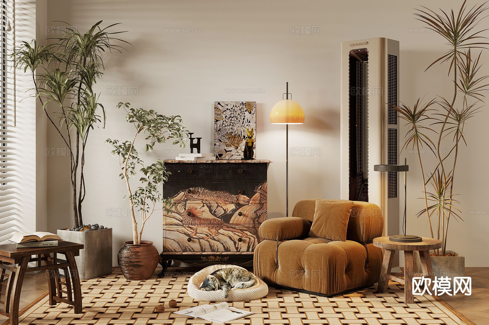 中古风单人沙发3d模型下载