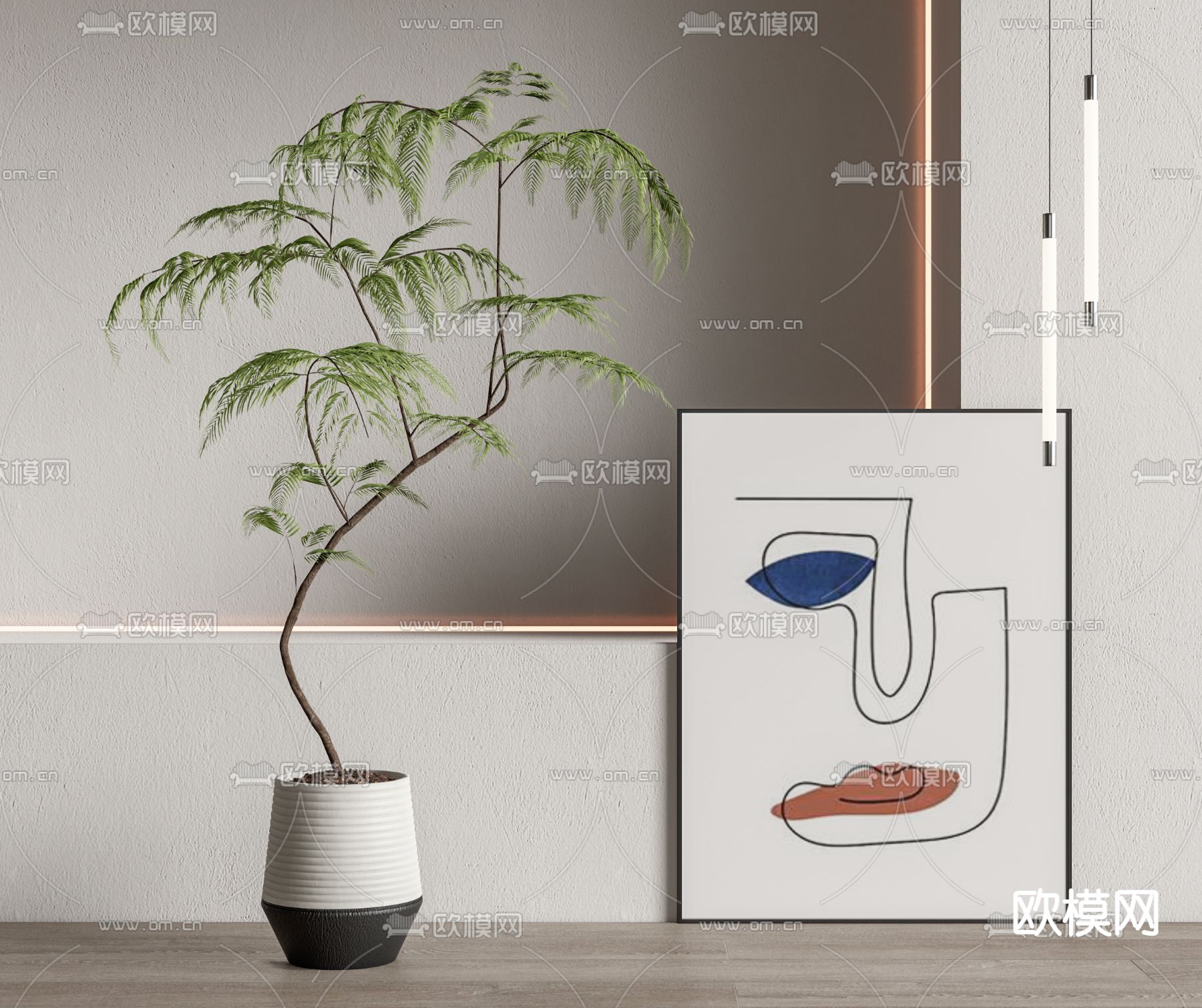 现代蕨类绿植盆栽su模型