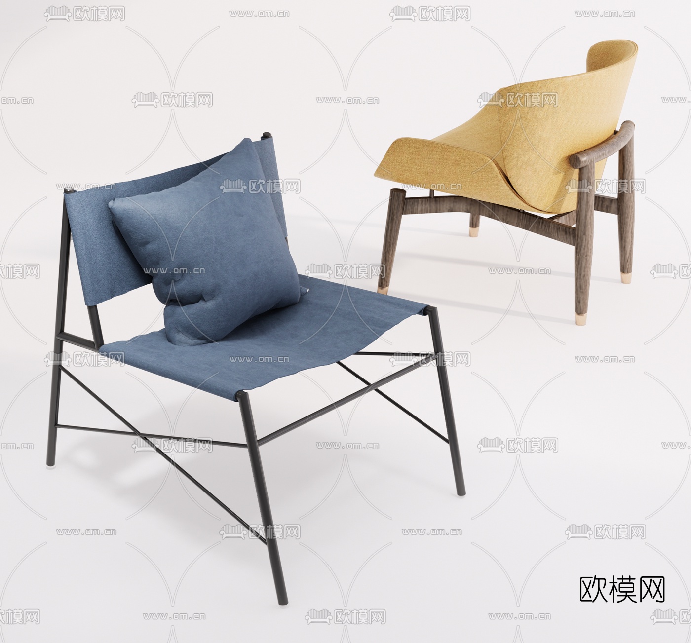 现代布艺休闲椅su模型