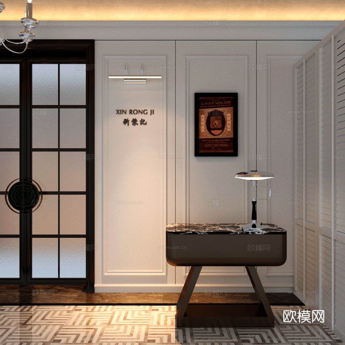 轻奢西餐厅收银台su模型下载（渲染图2）