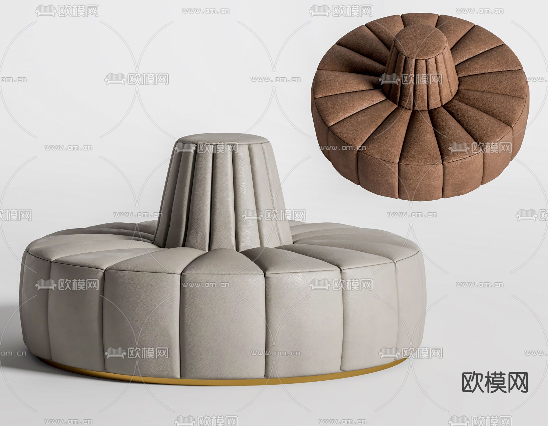 现代圆形公共沙发su模型