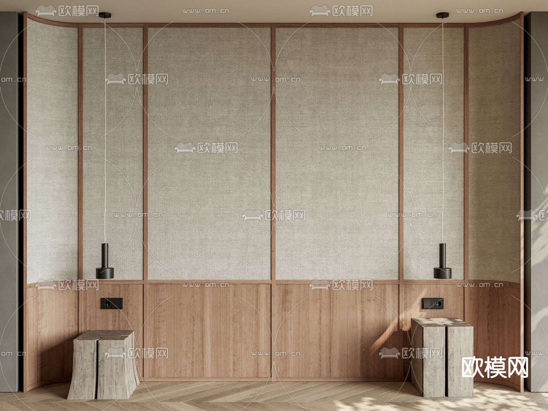 床头背景墙3d模型下载