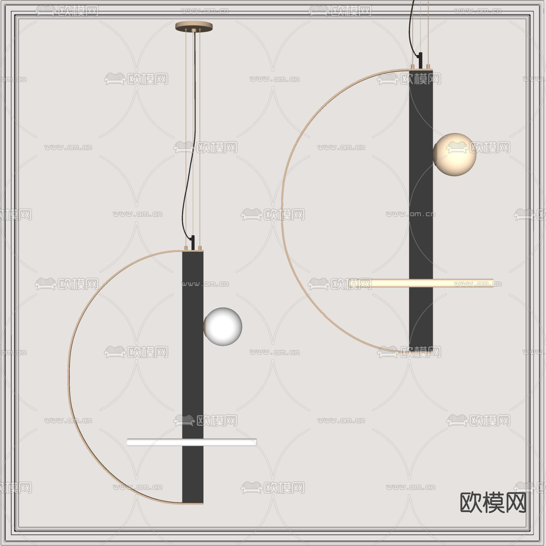 现代金属吊灯su模型