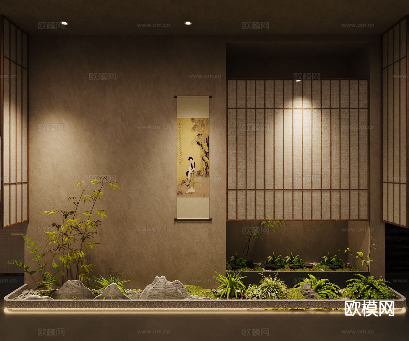 室内景观 植物造景 植物堆su模型下载（渲染图2）