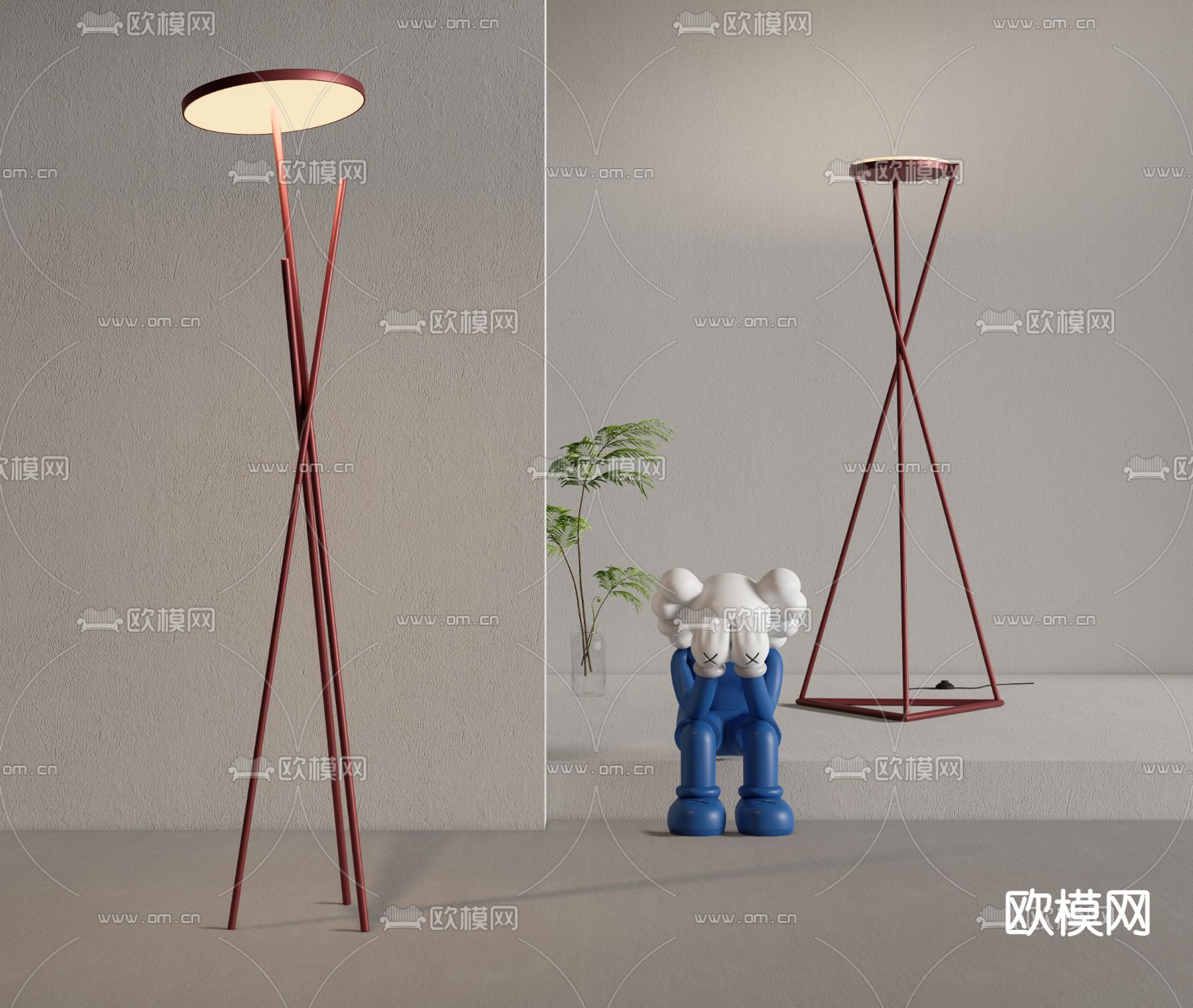 现代落地灯su模型