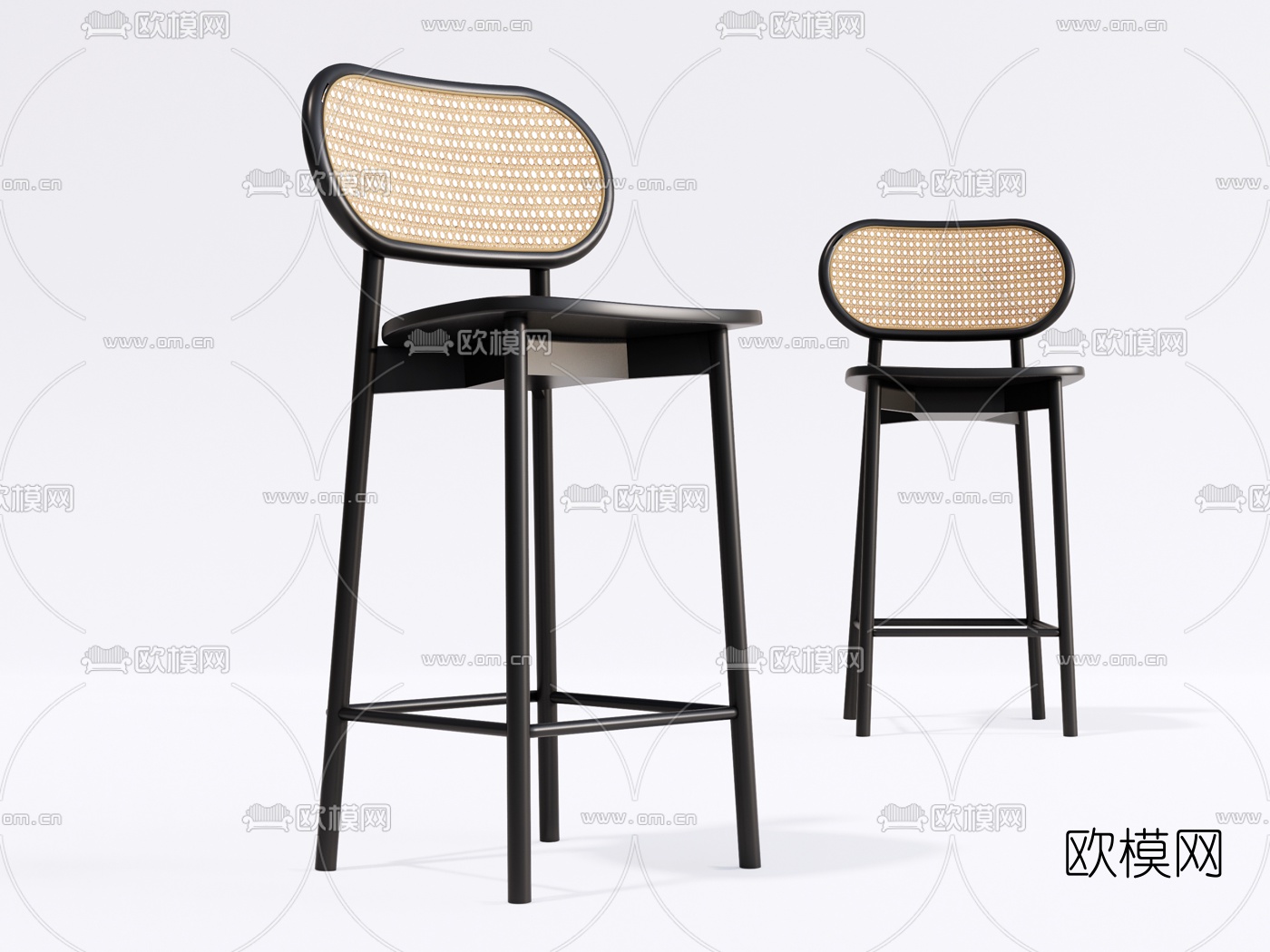 现代实木吧台椅su模型下载（渲染图1）