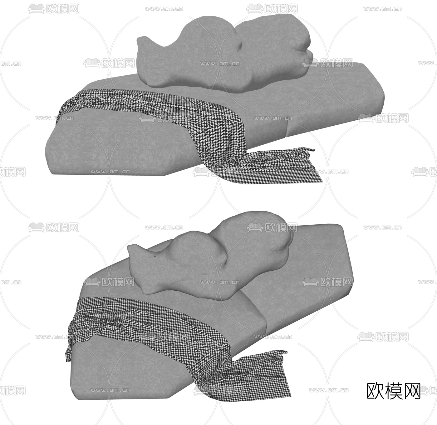 北欧布艺弧形沙发su模型