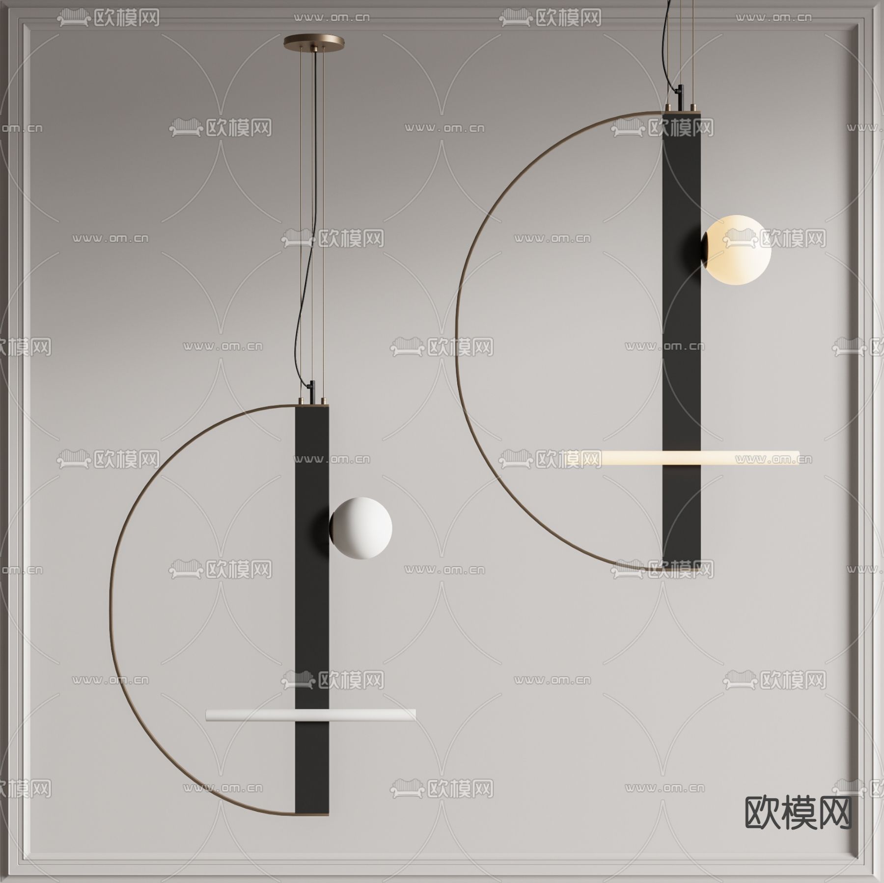 现代金属吊灯su模型