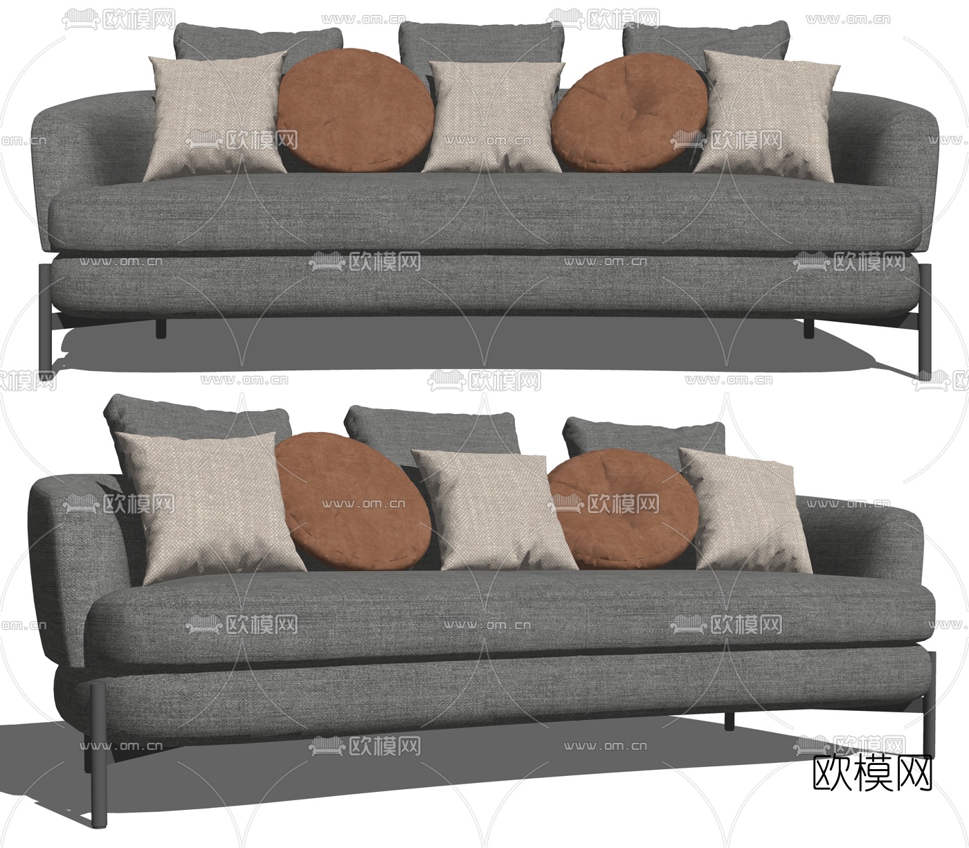 现代布艺双人沙发su模型