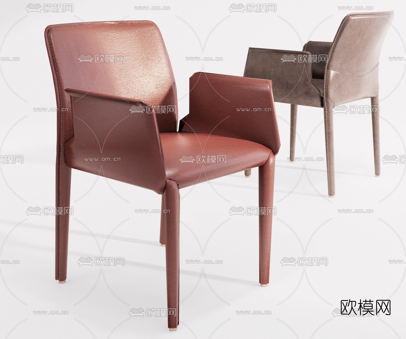 现代皮革餐椅su模型