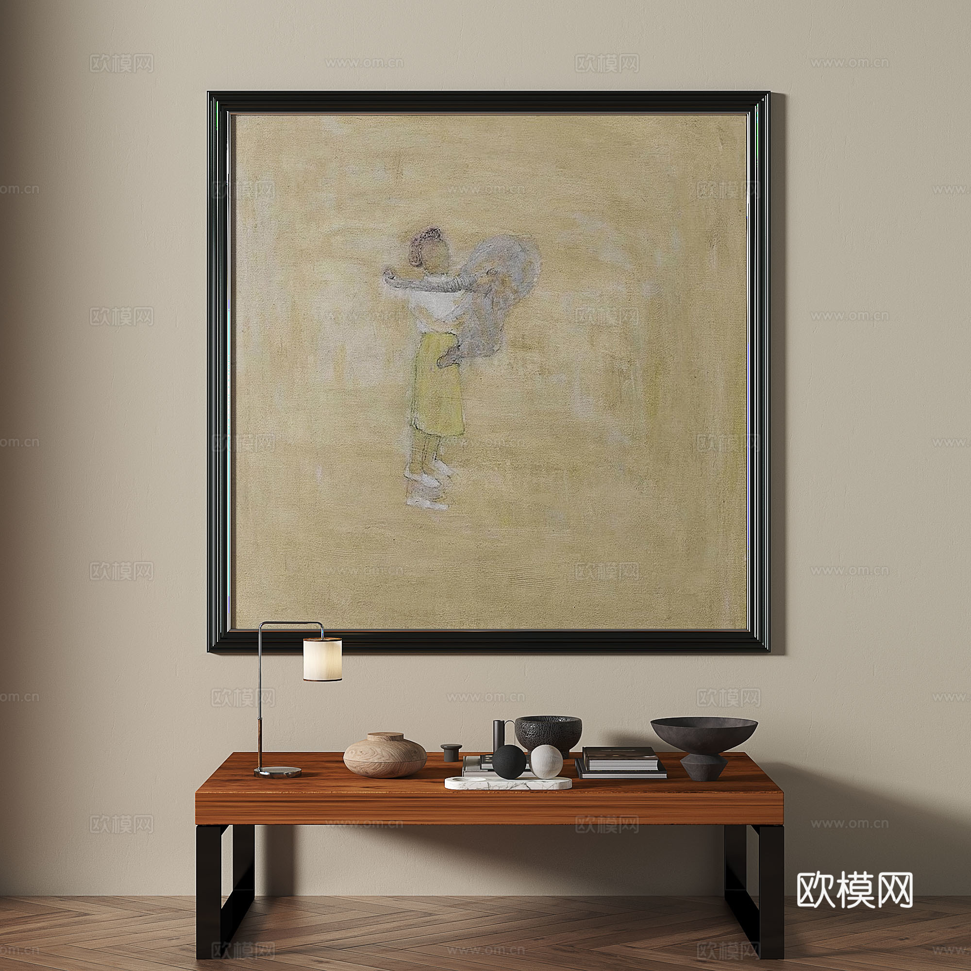 现代，中古，复古，装饰画3d模型