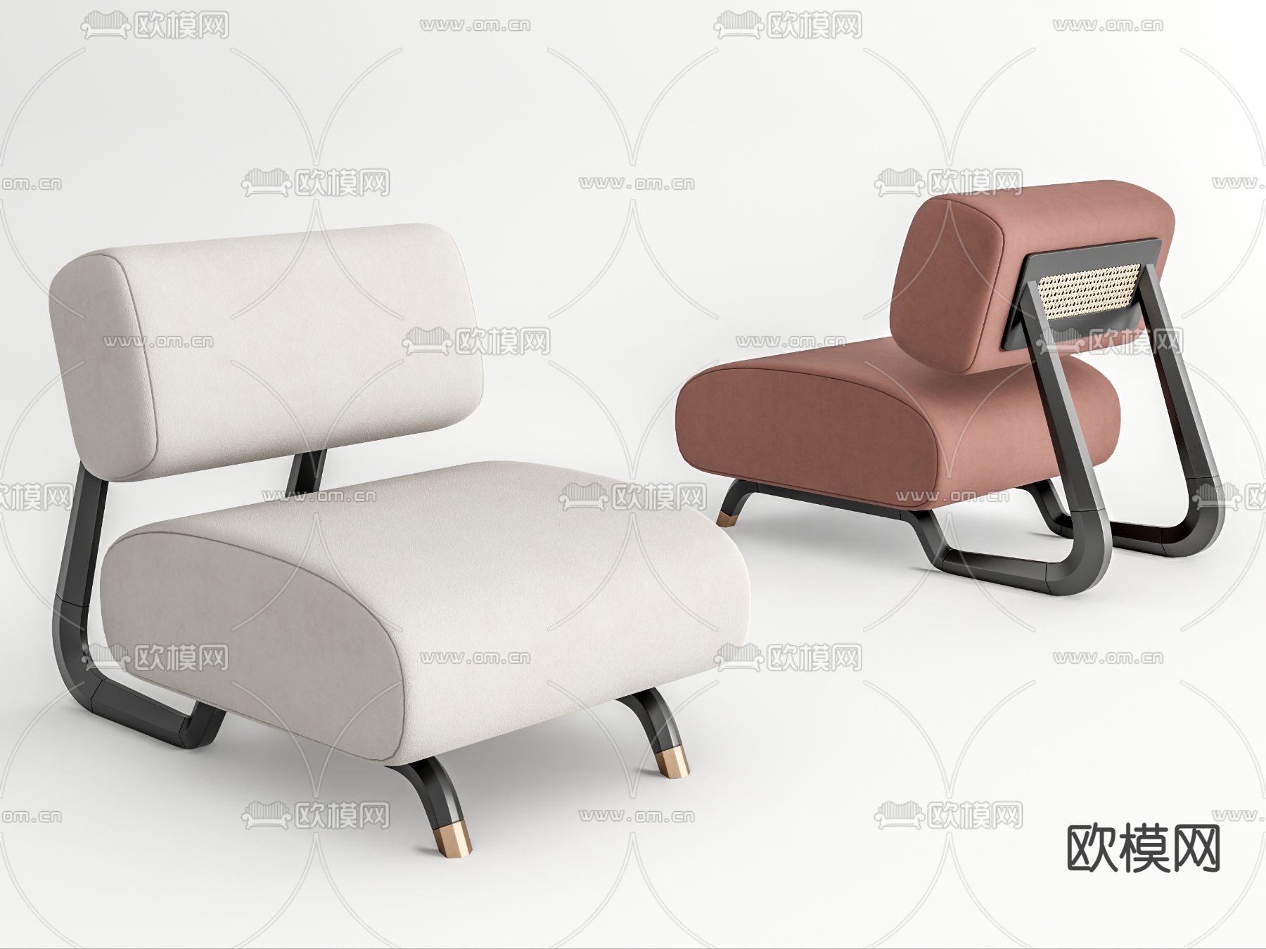 现代布艺休闲椅su模型