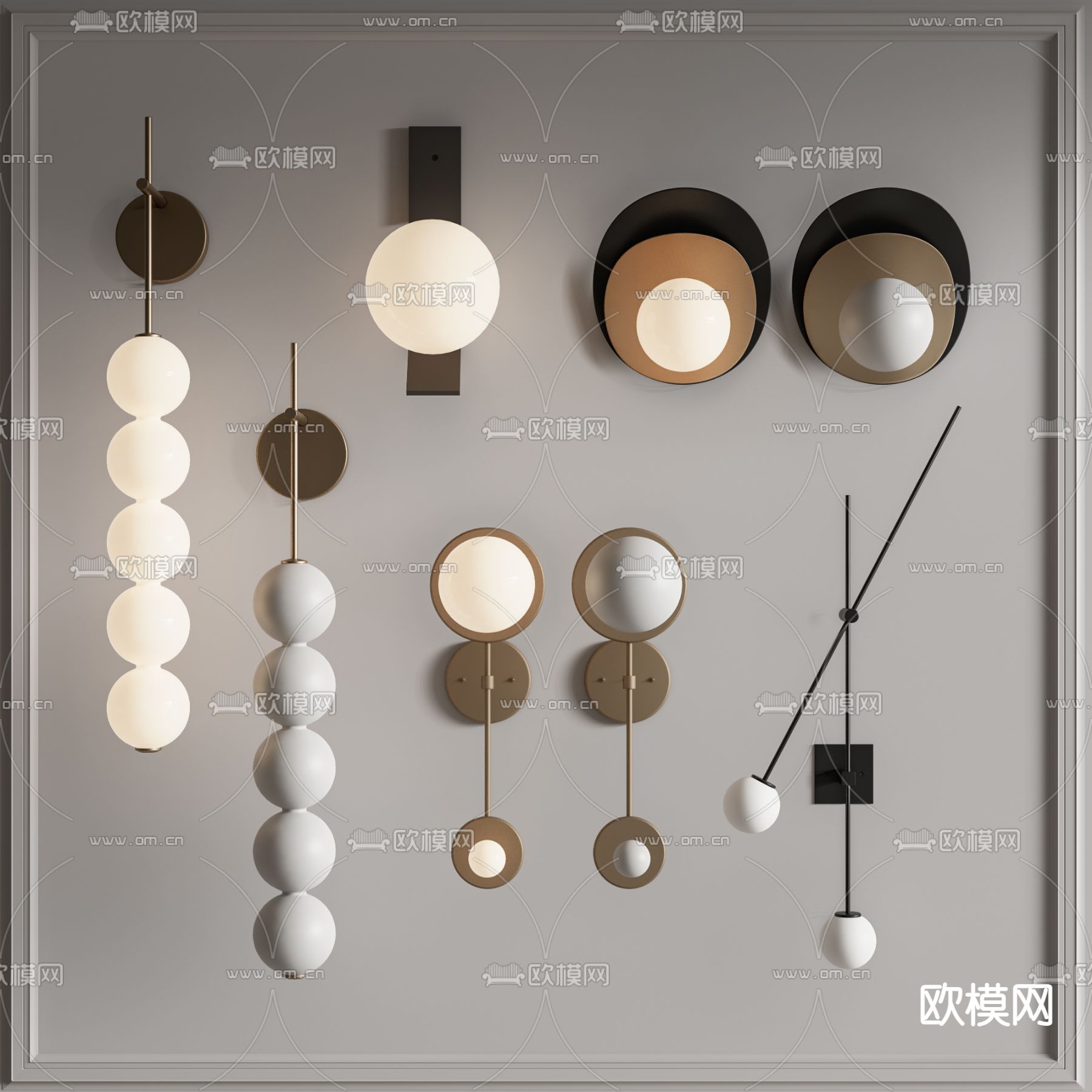 球形壁灯3d模型下载