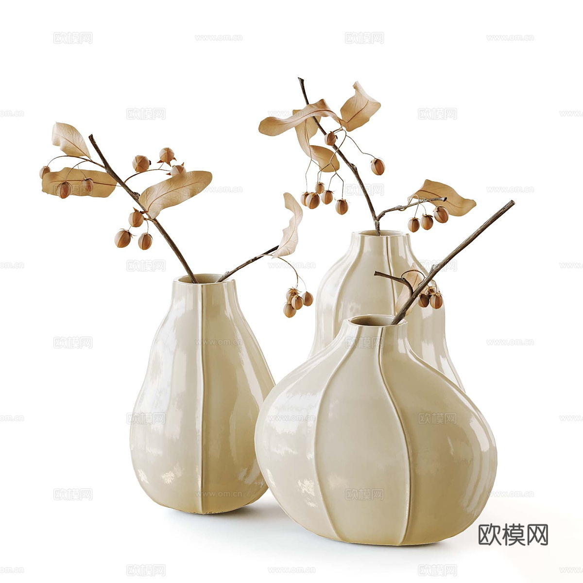 新中式花瓶花艺3d模型